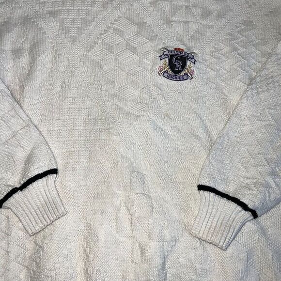 White Crewneck Men's Cardigan Sweater - Picture 4 of 9